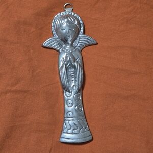 Vintage Angel Hanging Pewter Wall Folk Spiritual Art Mexico 7"